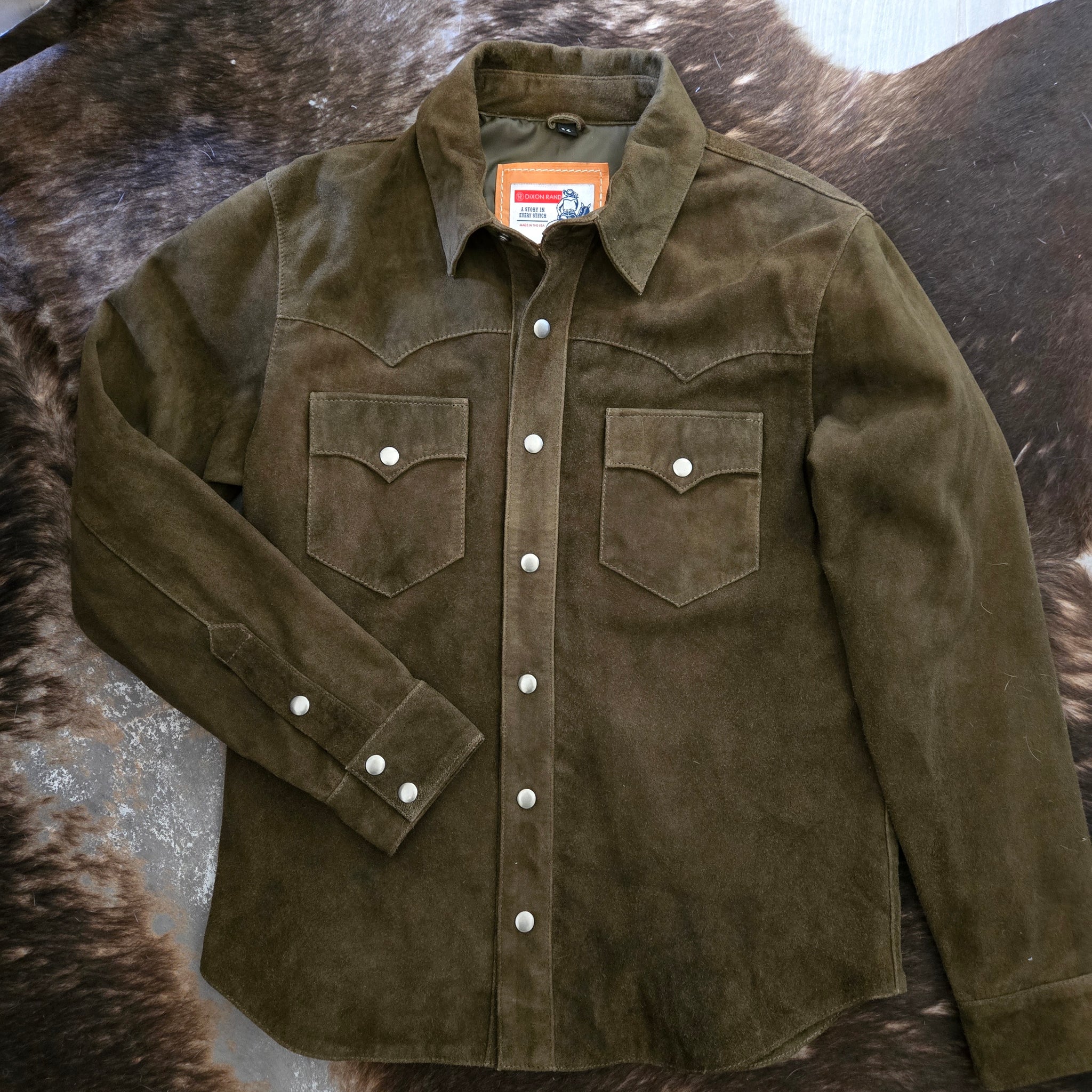 The Rancher- Suede Western Shirt Jacket (Olive)