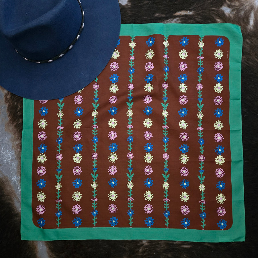 Bandana- Chocolate Tiny Flowers