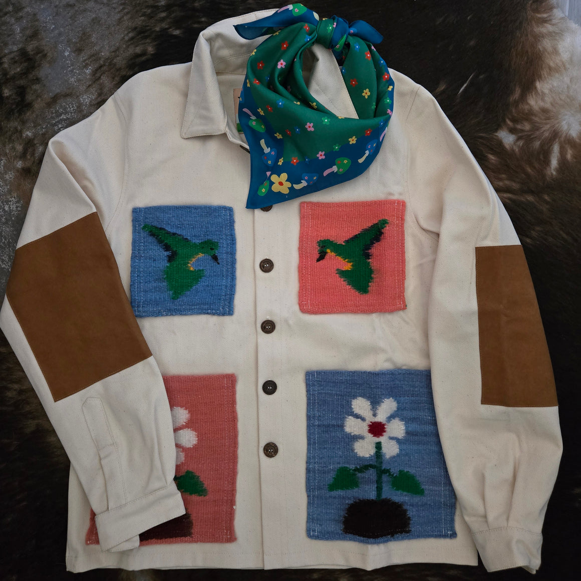 Tapestry Jacket- Denim Hummingbird