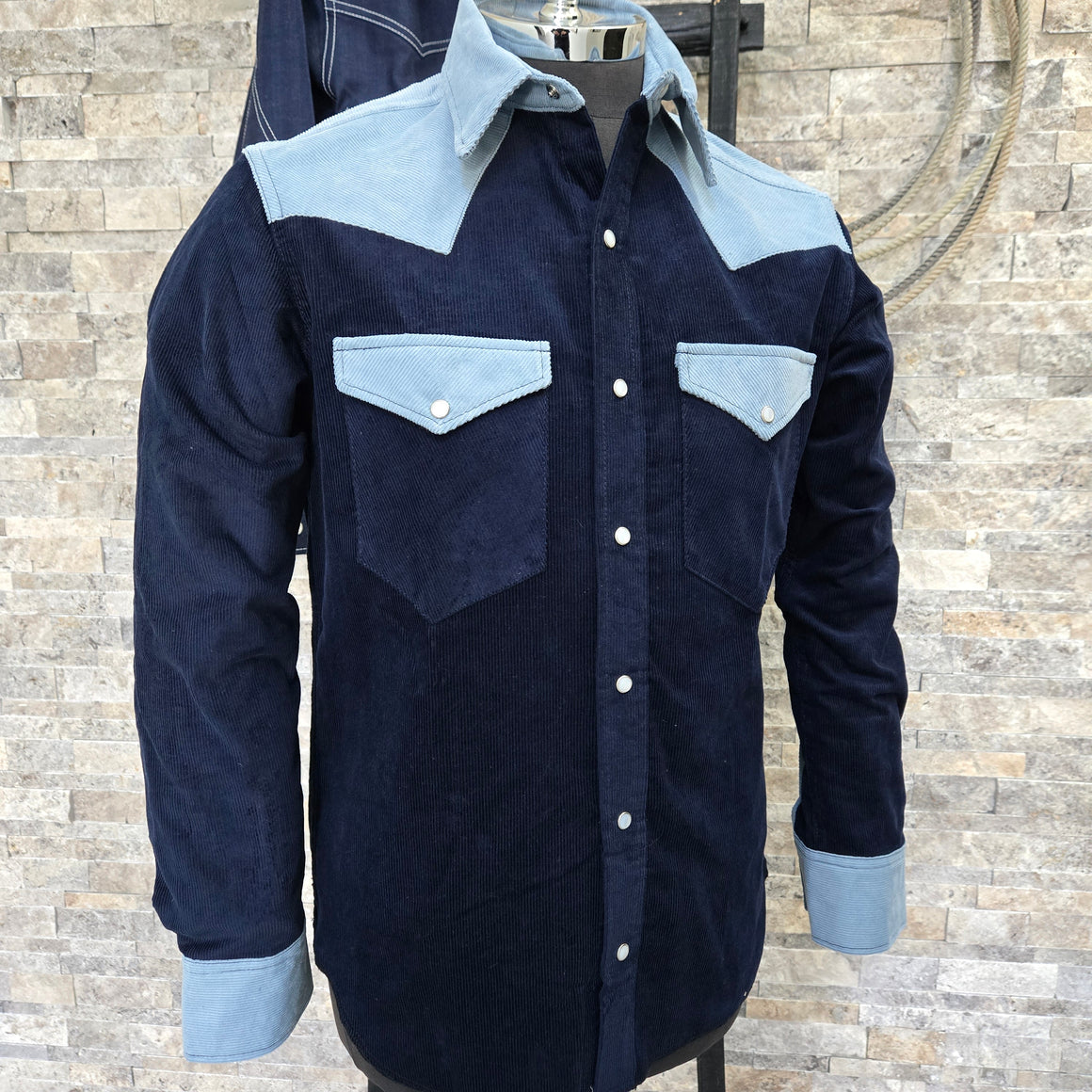 Second Rodeo- Men's 2 Color Corduroy Western (Sky)