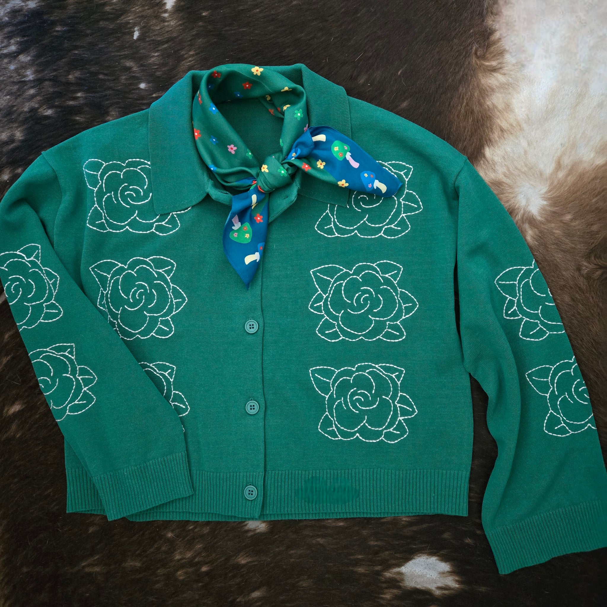 Cardigan- Embroidered Flowers