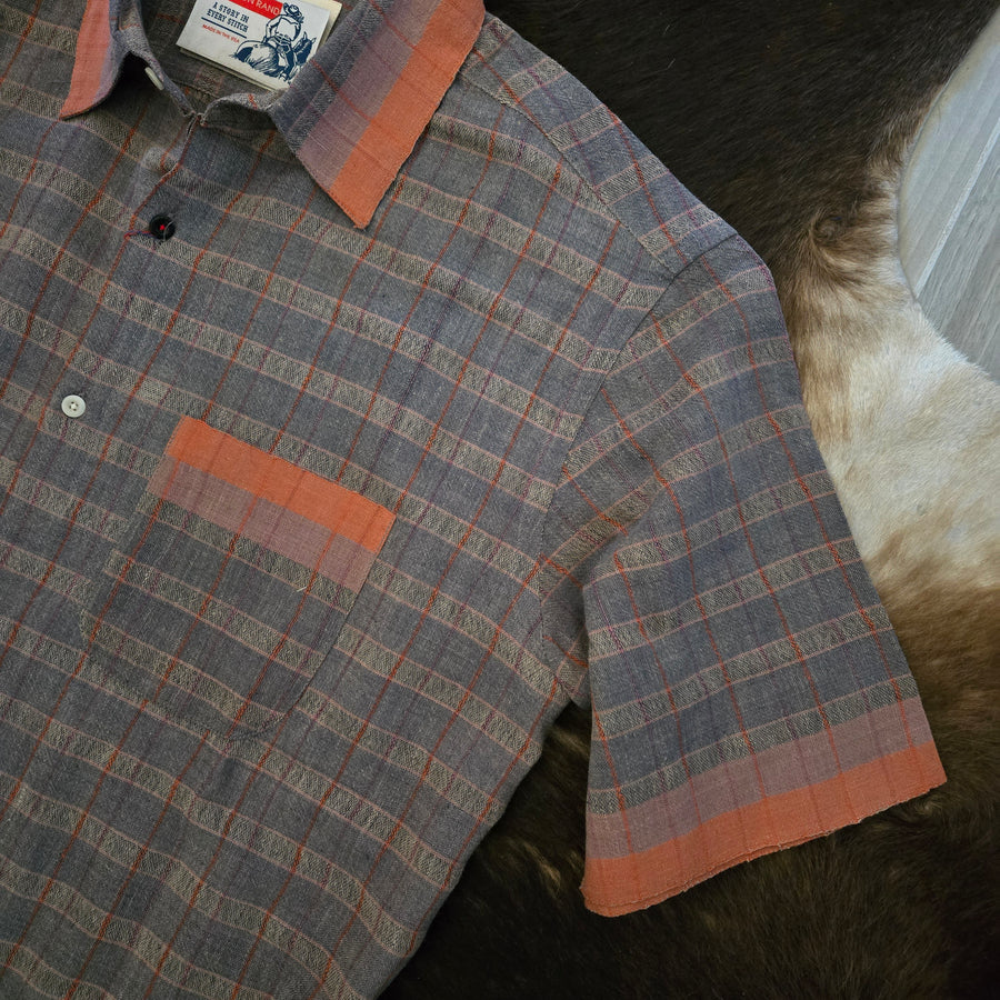 Camp Shirt- Short Sleeve Yarn Dyed Check (ice)