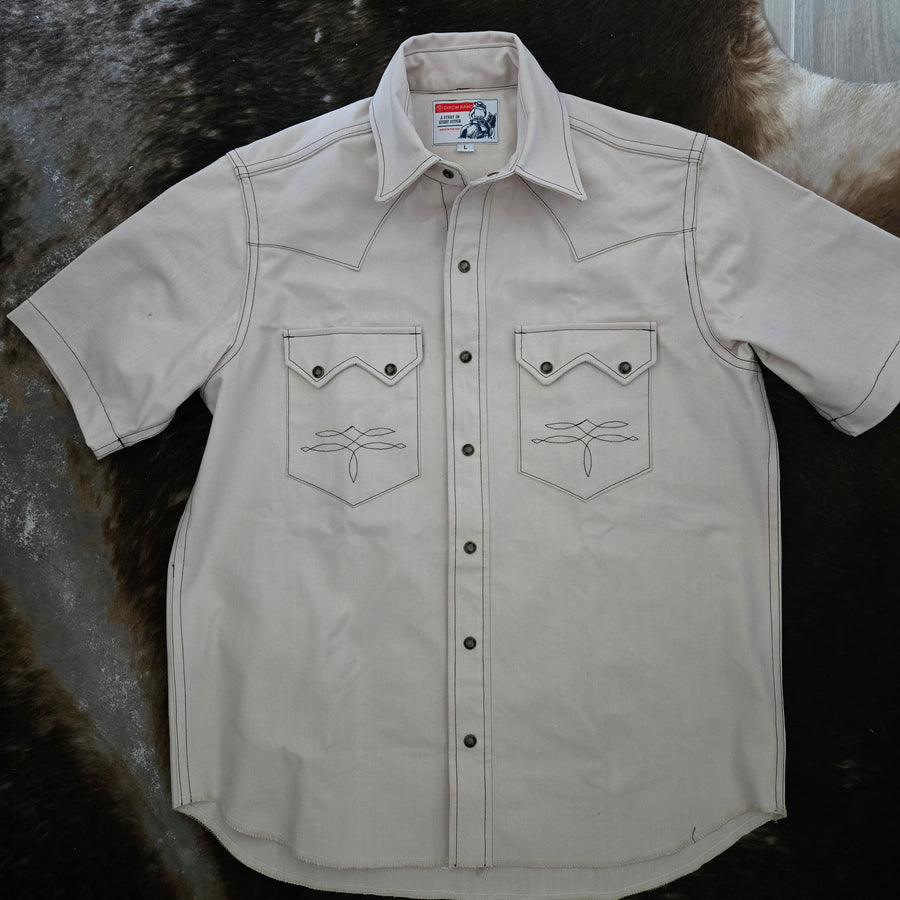 The Highwayman- Men's Short Sleeve Natural Selvedge Western Shirt