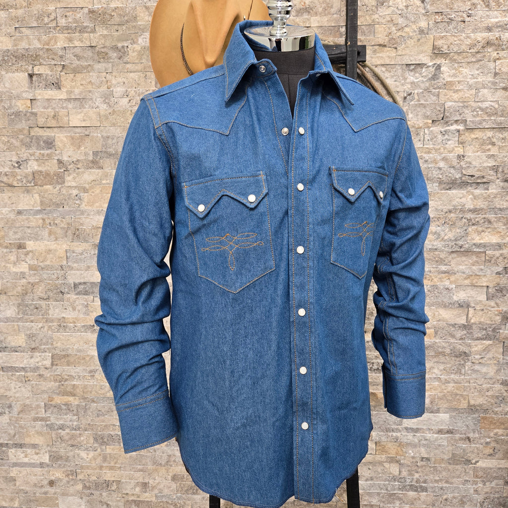 Highwayman- Men's Blue Denim Western Shirt - Dixon Rand