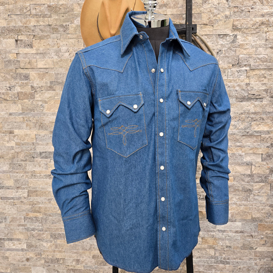 Highwayman- Men's Blue Denim Western Shirt