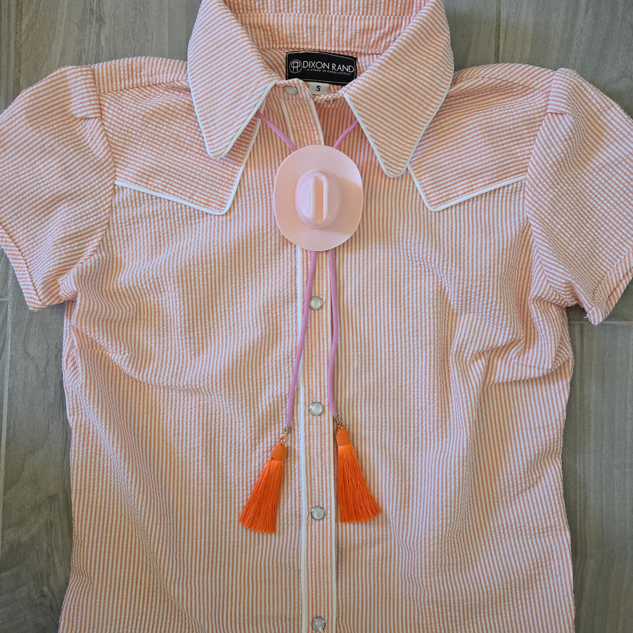 Reba- Women's Creamsicle Seersucker Short Sleeve Shirt