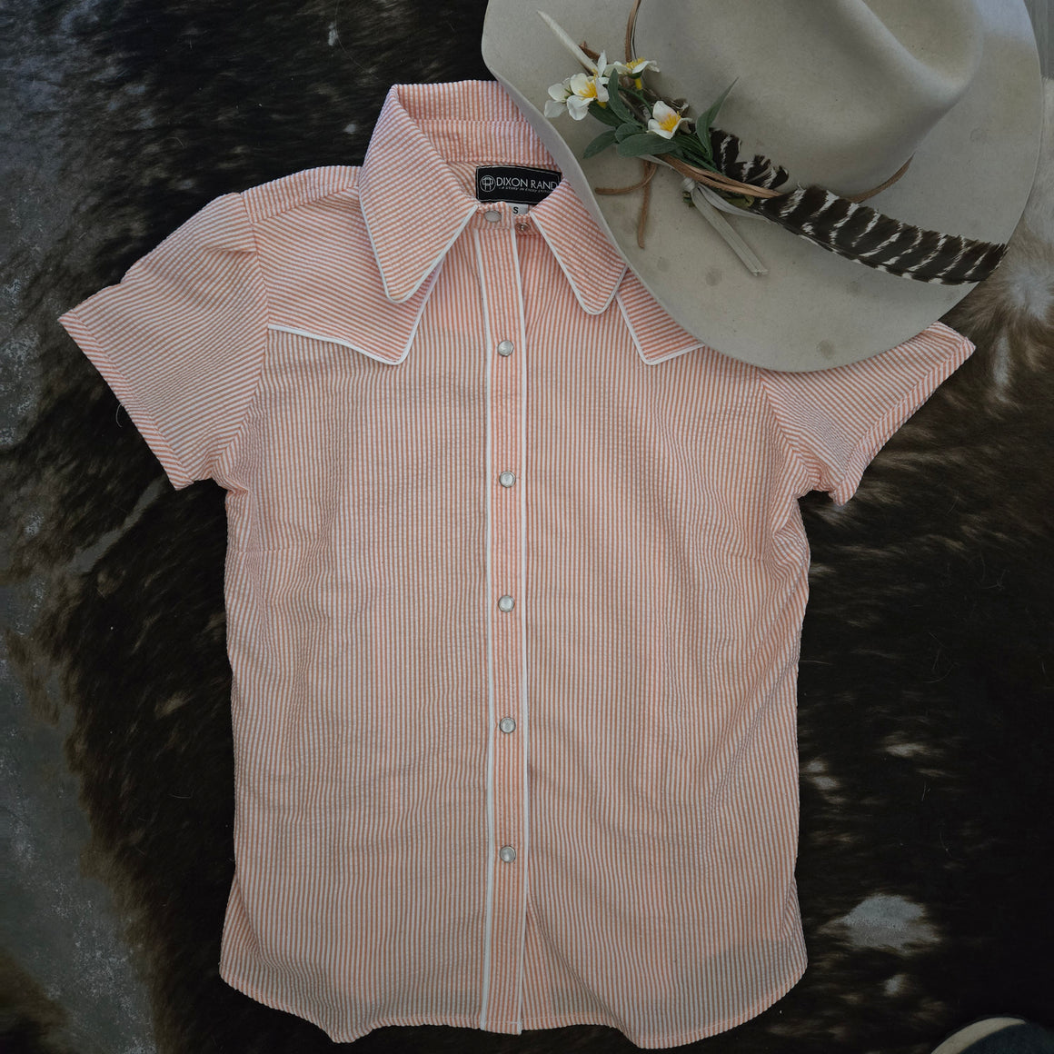 Reba- Women's Creamsicle Seersucker Short Sleeve Shirt