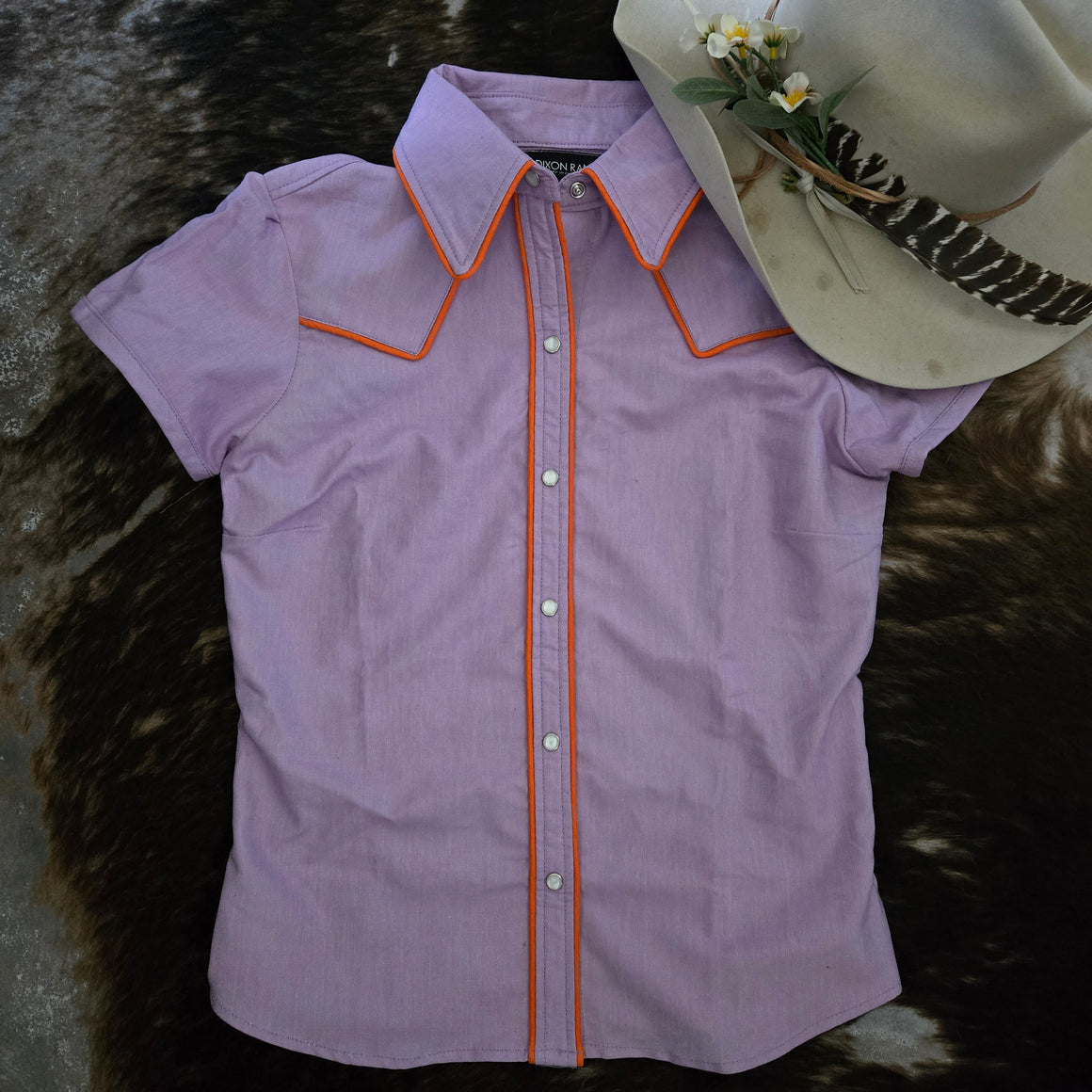 Reba- Women's Piped Short Sleeve Shirt (Lavender)