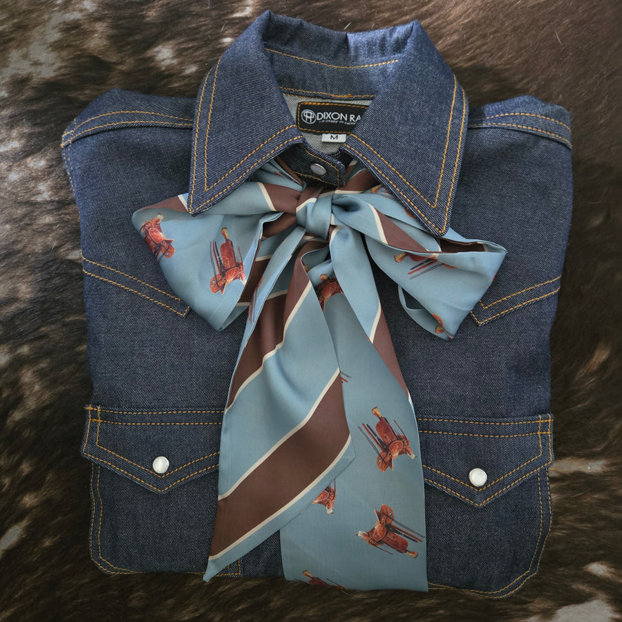 Long Skinny Tie- Preppy Saddle