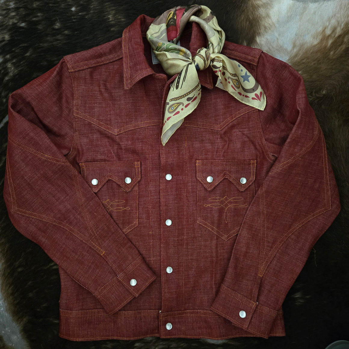Jack of Diamonds- Men's Oxblood Selvedge Denim Jacket