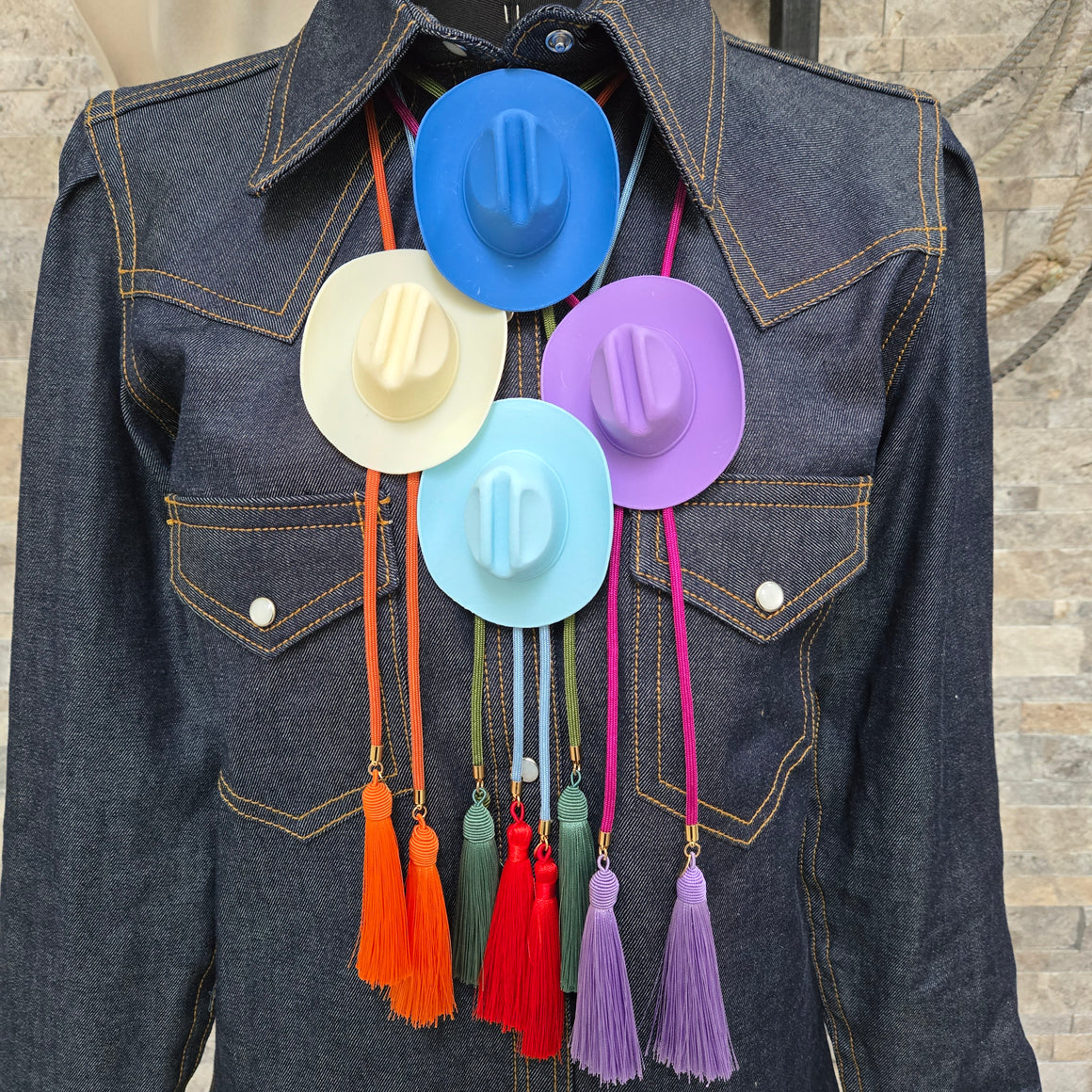 Bolo Necklace- Colorful Cowboy Hat