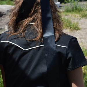 Reba- Women's Piped Short Sleeve Shirt (Black)