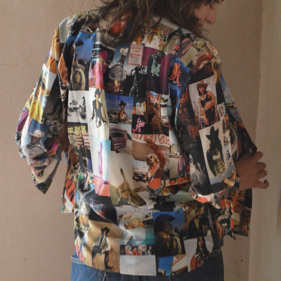 Silk Blouse- Cowgirl Photo Print