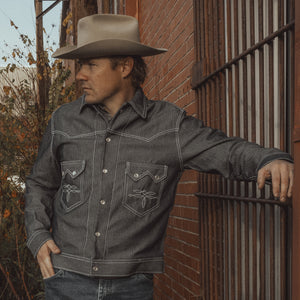 Jack of Diamonds- Men's Indigo Herringbone Denim Jacket