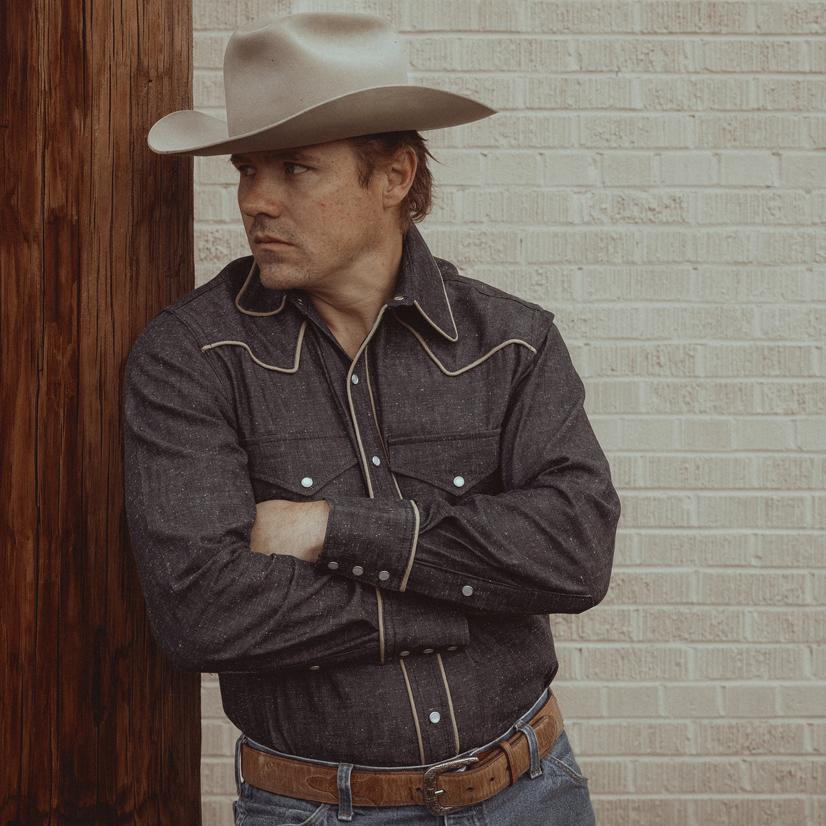 The Roper- Men's Denim Piped Western Shirt