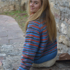 Cardigan-'No Waste' Handknit (Denim)