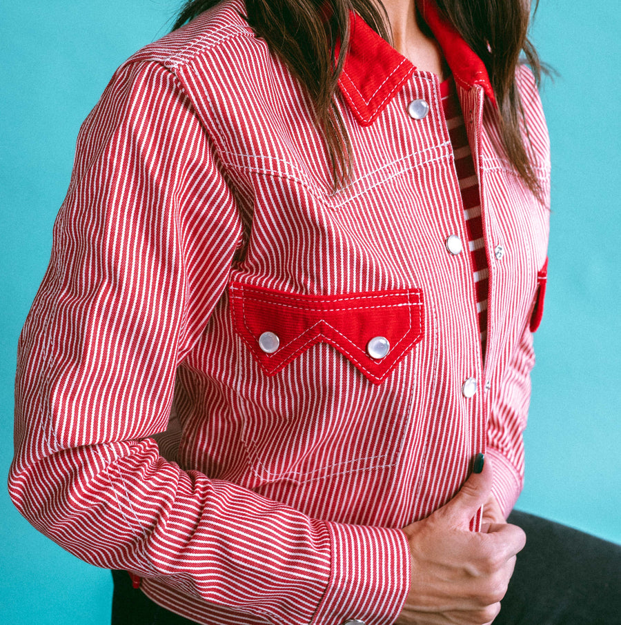 Queen Of Spades- Women's Red Stripe Jacket