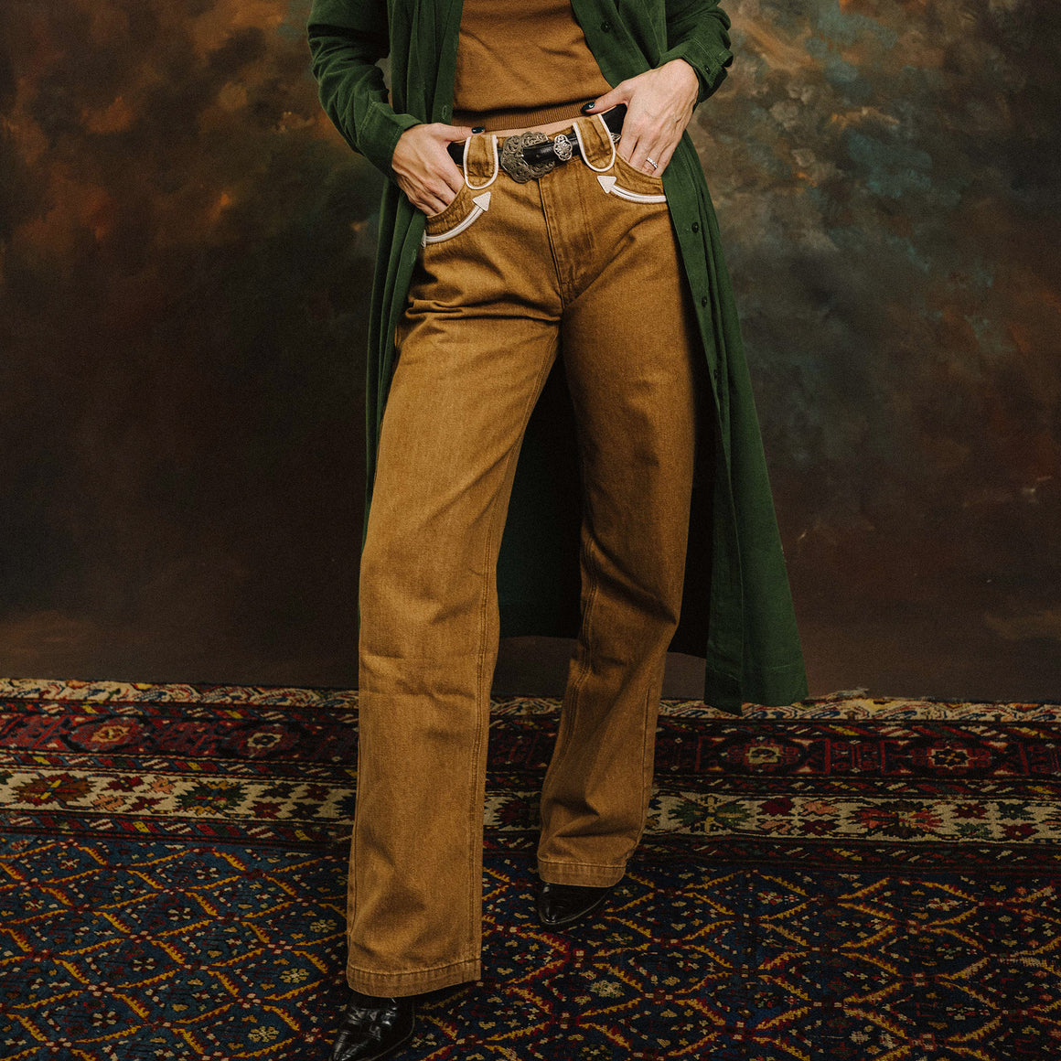 Jean-Tobacco Denim Smile Pocket