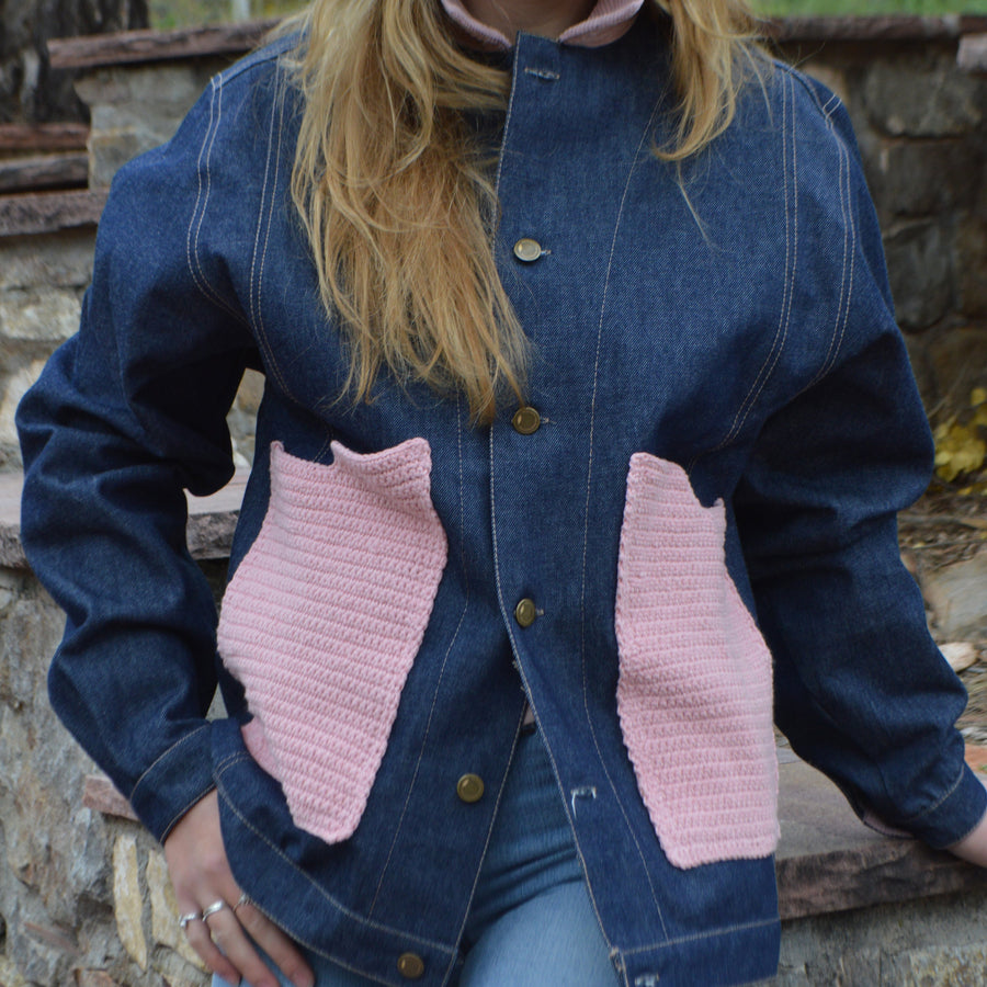 Chore Coat- Denim Crochet (Indigo/Desert Rose)