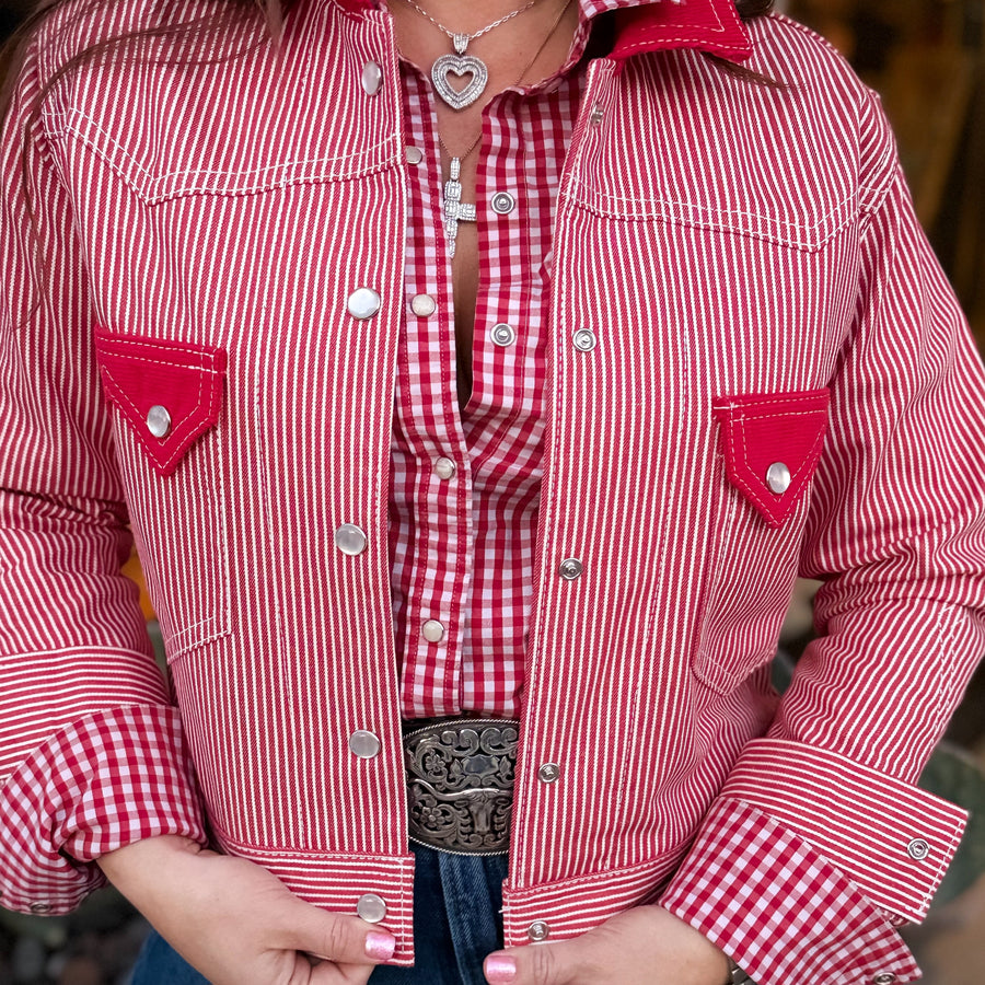 Queen Of Spades- Women's Red Stripe Jacket