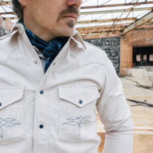 The Rambler- Men's Bootstitched Natural Selvedge Denim Shirt