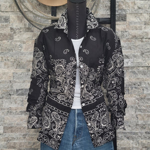 Lounge Set- Women's 2 pc Black Bandana Print