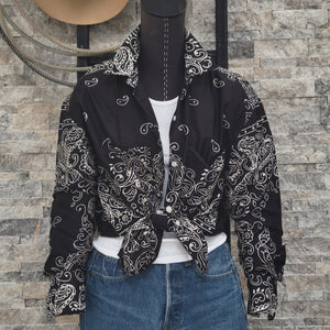 Lounge Set- Women's 2 pc Black Bandana Print