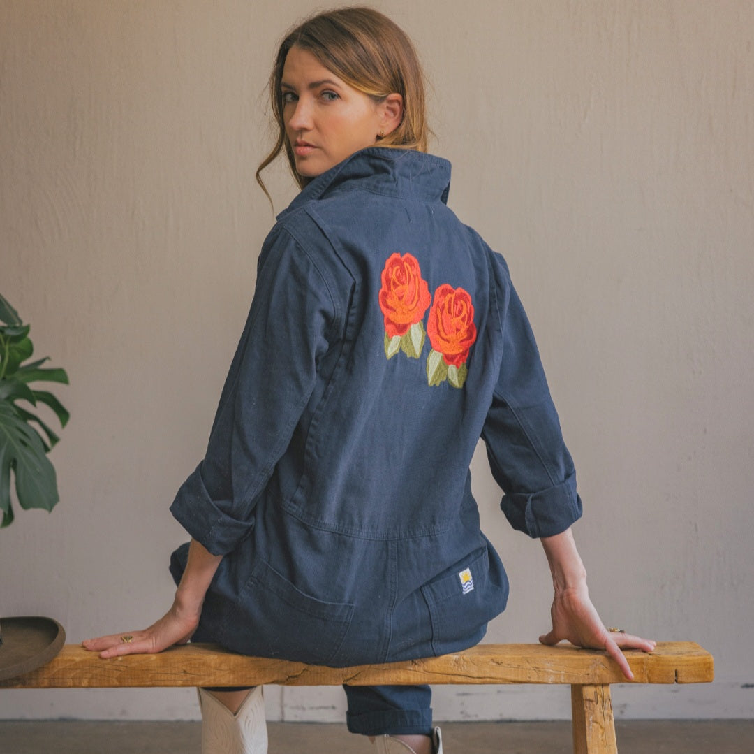 Coverall- Chainstitched Roses (sz.M)