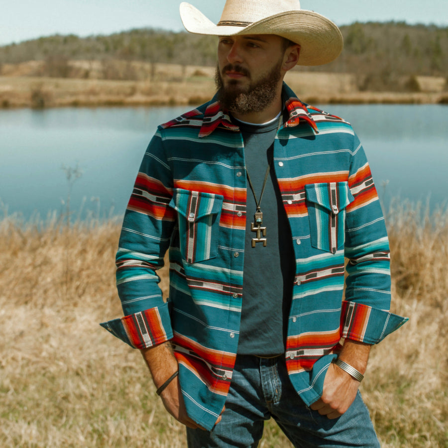 Jack of All Trades- Blue Serape Shirt Jacket