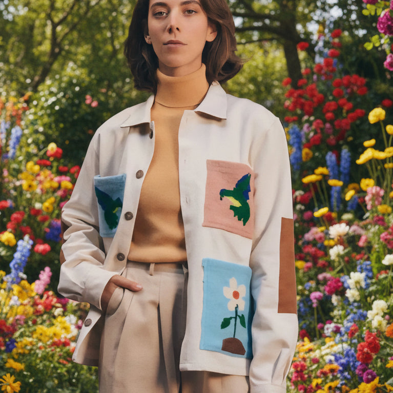 Tapestry Jacket- Denim Hummingbird