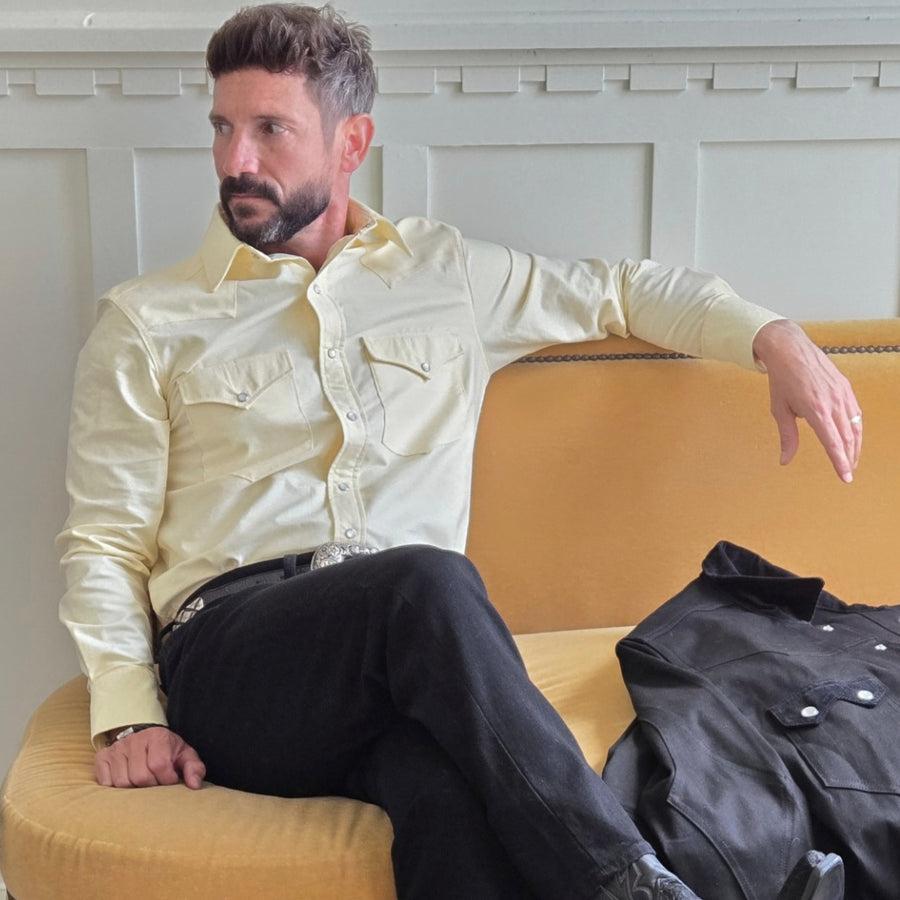 The Cattleman- Men's Yellow Oxford Western Shirt