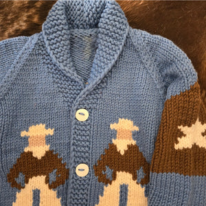 Cardigan- Handknit Cropped Cowboy Cardi (Denim)