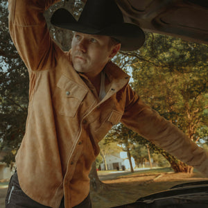 The Rancher- Suede Western Shirt Jacket (Whiskey)