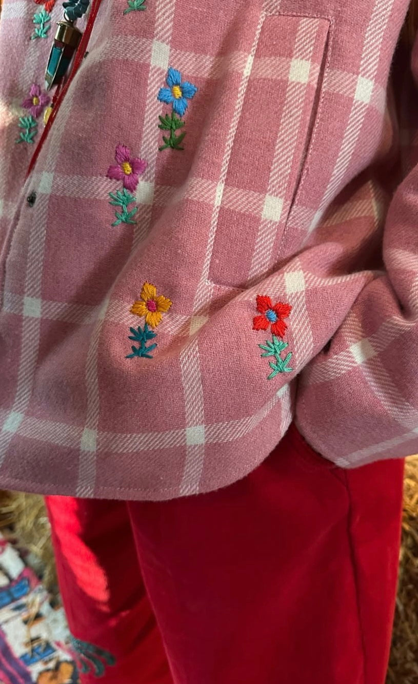 Chore Coat- Women's Embroidered Wool Check