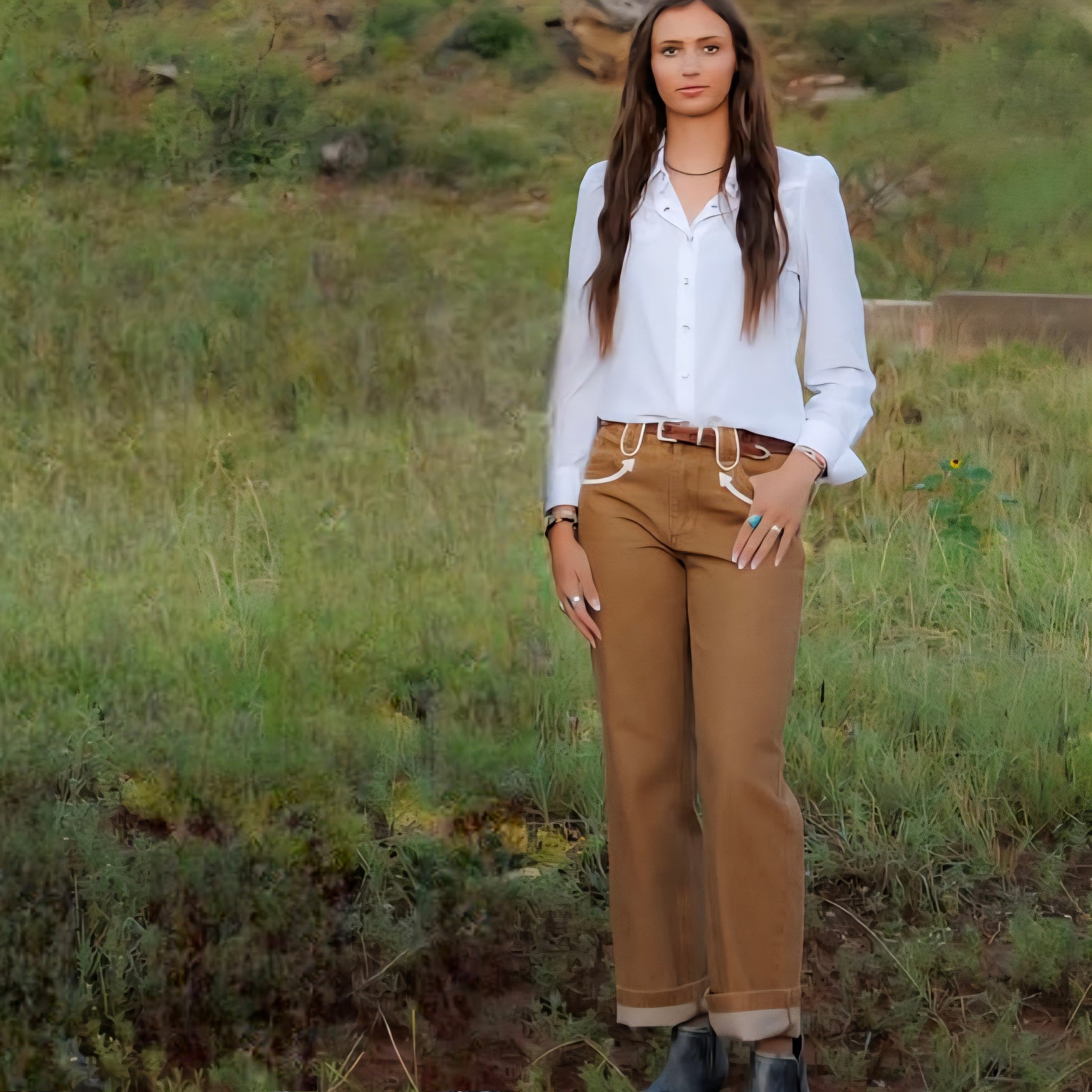 Jean-Tobacco Denim Smile Pocket