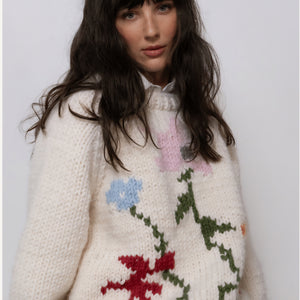 Pullover- Handknit Wildflowers Crewneck