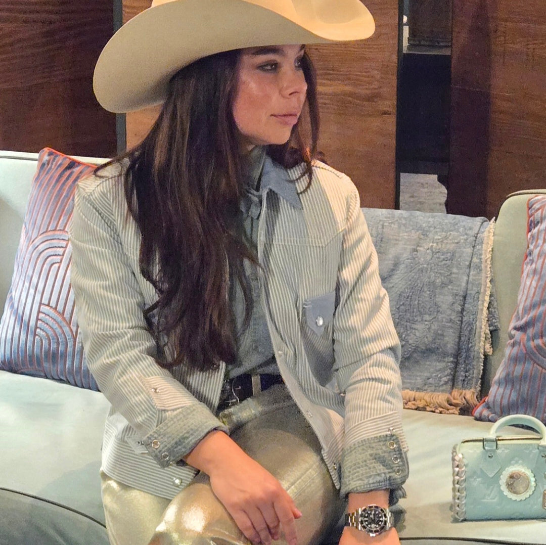 Queen Of Spades- Women's Cornflower Stripe Jacket