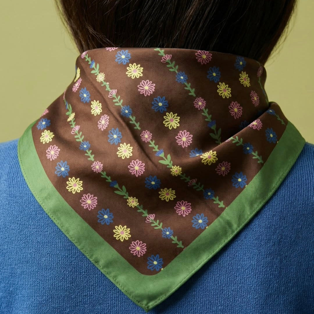 Bandana- Chocolate Tiny Flowers