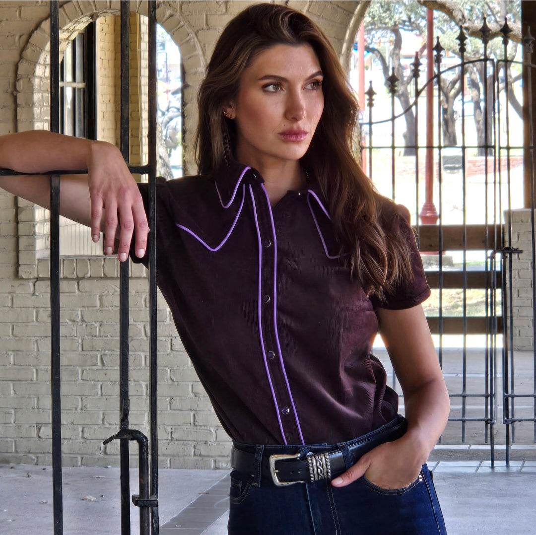 Reba- Women's Piped Corduroy Shirt