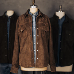 The Rancher- Suede Western Shirt Jacket (Espresso)