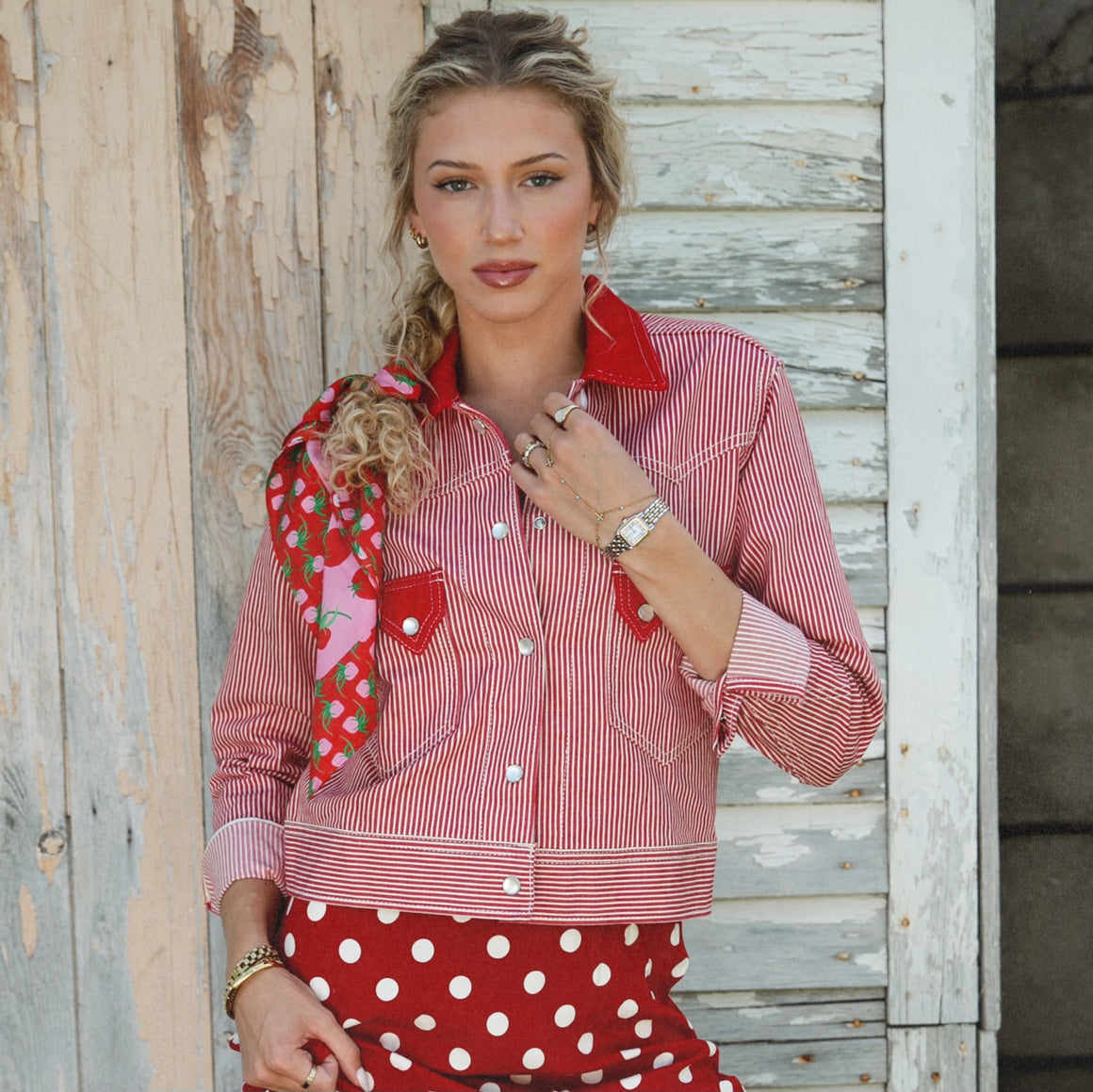 Queen Of Spades- Women's Red Stripe Jacket