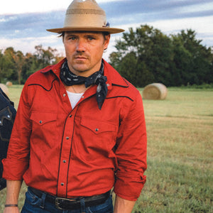 The Roper- Men's Chile Red Piped Western Shirt