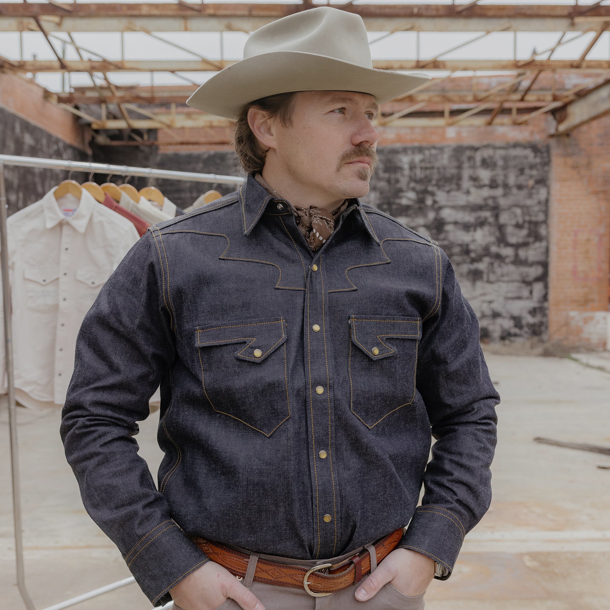 Thunderbird Men s Selvedge Denim Western Shirt