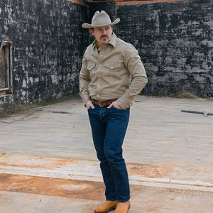 The Rambler- Men's Bootstitched Tan Selvedge Denim Western Shirt