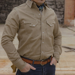 Thunderbird- Men's Tan Selvedge Denim Western Shirt