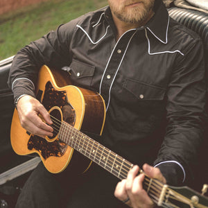 The Roper- Men's Black Piped Western Shirt