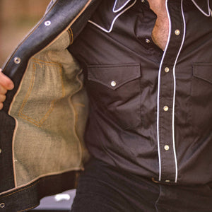 The Roper- Men's Black Piped Western Shirt