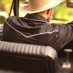 The Roper- Men's Black Piped Western Shirt