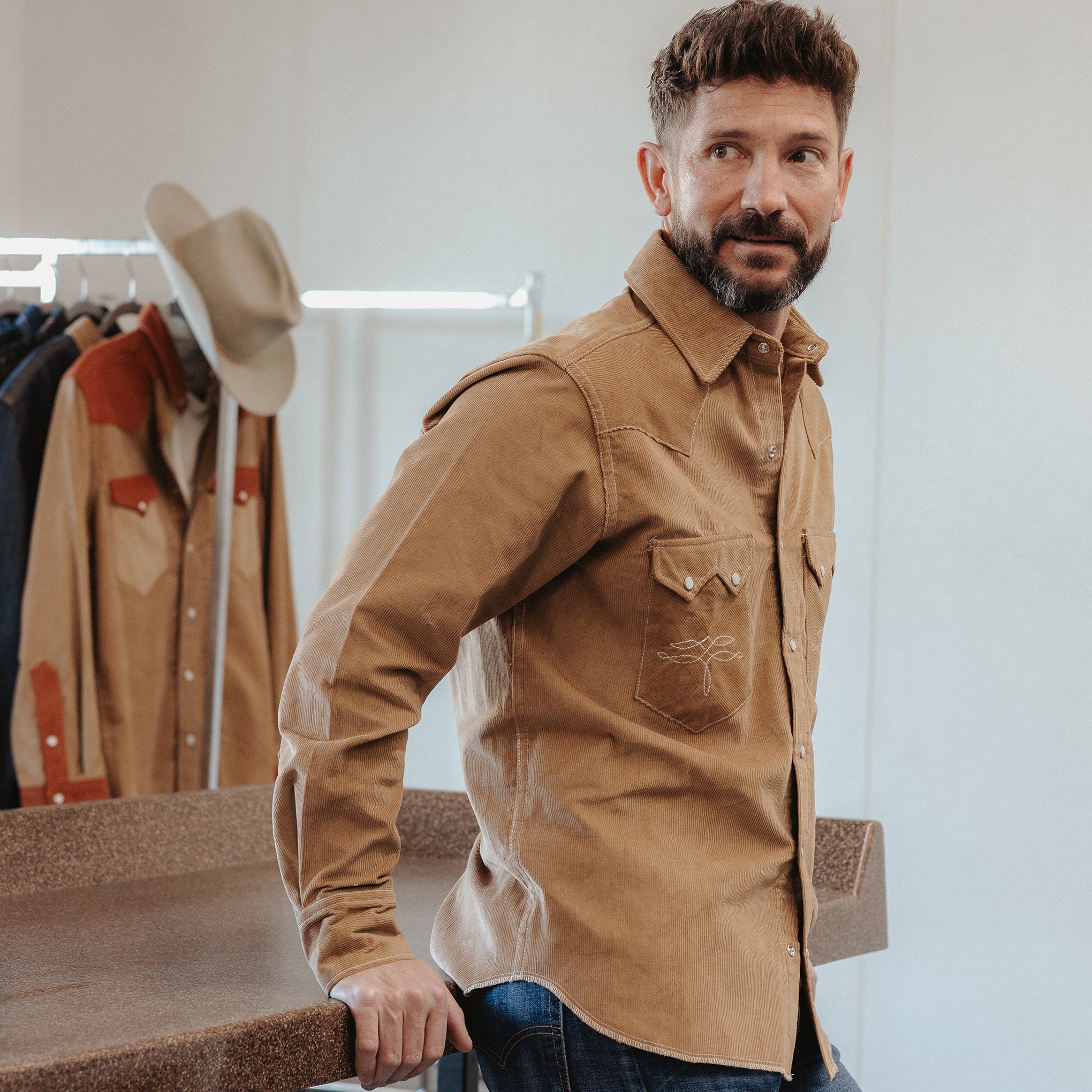 The Highwayman- Long Sleeve Desert Sand Corduroy Western Shirt