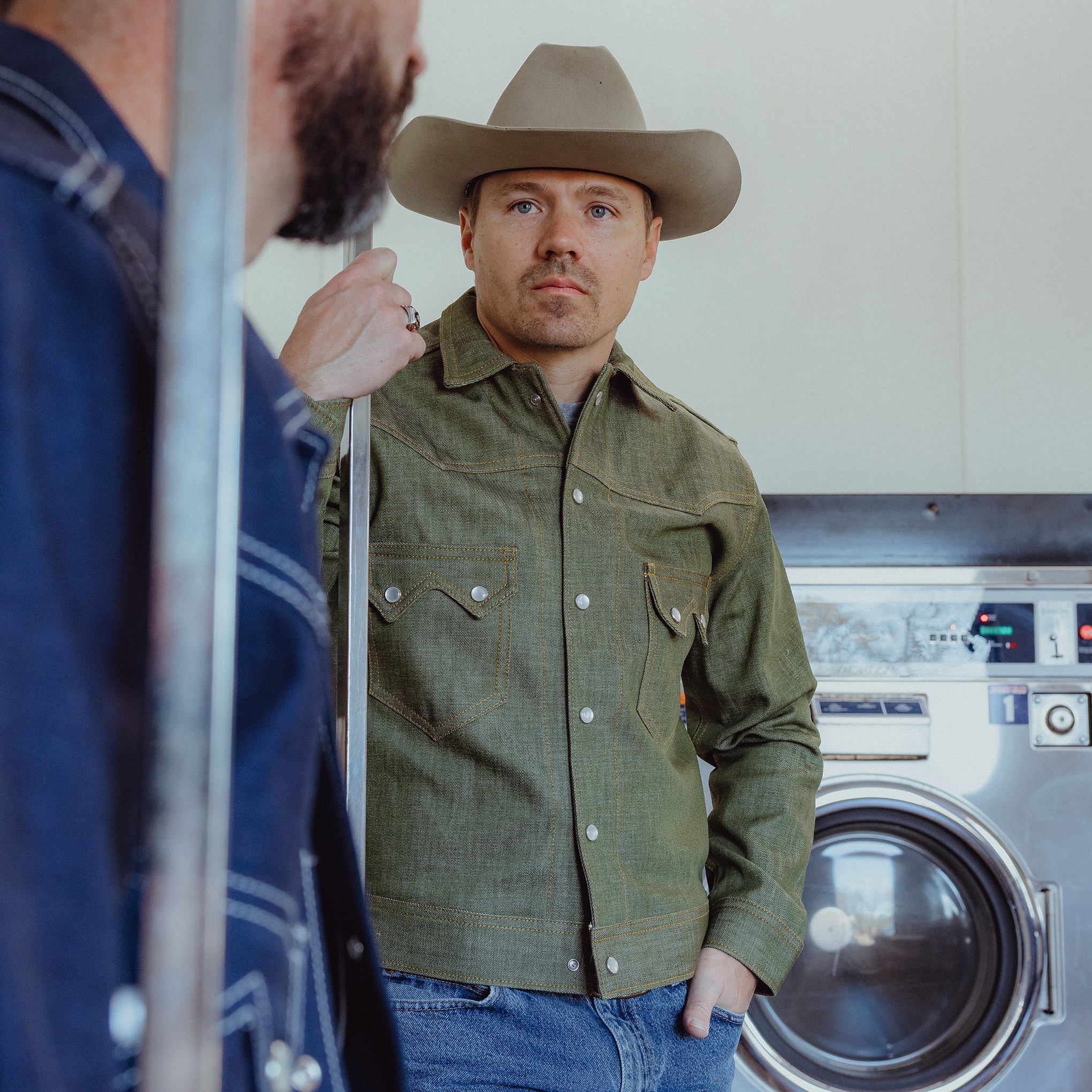 Jack Of Diamonds- Men's Moss Green Selvedge Denim Jacket